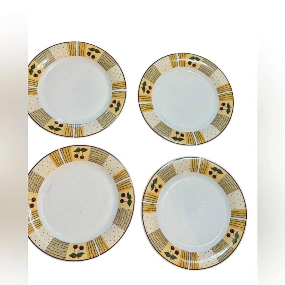 Daily Dining Cherry Royale Stoneware 10” Dinner Plate Replacement Cottage‎ Set 4